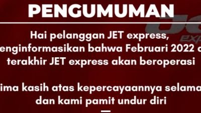 JET Express Umumkan Berhenti Beroperasi