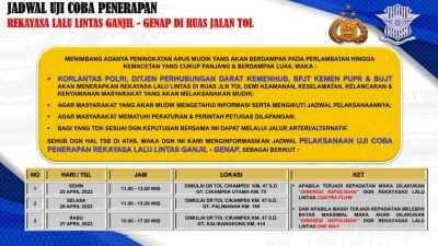 Dear Pemudik, Mulai Besok Korlantas Polri Uji Coba Ganjil Genap di Tol Cikampek