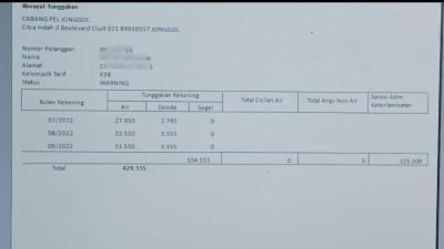 Pelanggan Perumda Air Minum Tirta Kahuripan Keluhkan Tingginya Tarif Denda