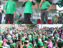 Ribuan Massa Sambut Hangat Kehadiran Elly Rachmat Yasin di Senam Gembira