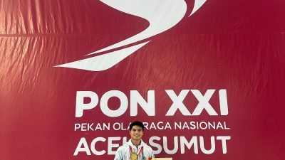Atlet Taekwondo Kabupaten Bogor Sabet Emas Poomsae Beregu Putra PON 2024