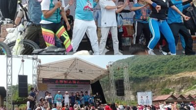 Ikut Senam Relawan DRS di Goa Lalay, Cabup Bogor Rudy Susmanto Dapat Dukungan dari Ribuan Emak-emak 