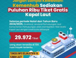 Ayo Daftar, Kemenhub Buka Program Mudik Gratis Kapal Laut Libur Nataru, 29.972 Tiket Disiapkan