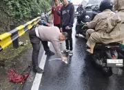 Gegara Rem Blong, Truk Box Hantam Pemotor yang Bonceng Tiga di Megamendung