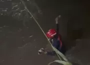 Seperti Pahlawan, Damkar Selamatkan Kucing yang Tercebur di Sungai Bojonggede