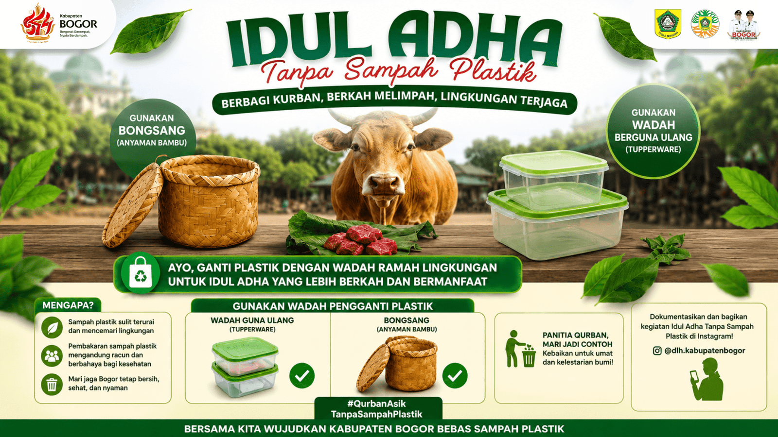 Pemkab Bogor Imbau Panitia Kurban Tanpa Plastik Saat Pembagian Daging