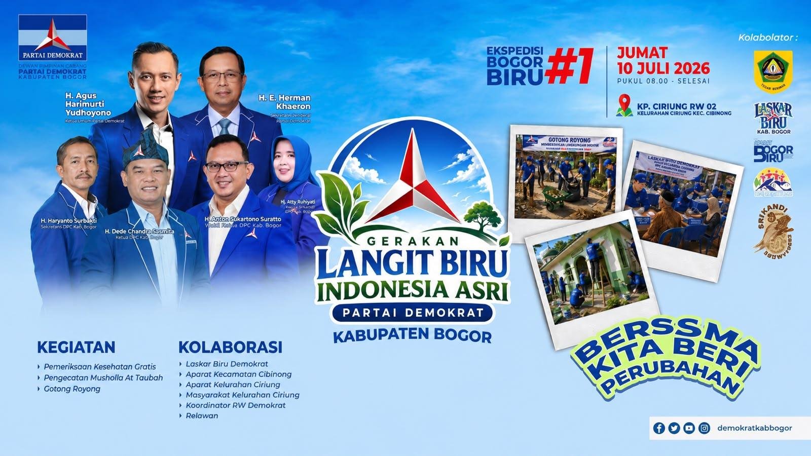 Sambut HUT ke-25, DPC Partai Demokrat Kabupaten Bogor Gelar Gerakan Langit Biru Indonesia Asri