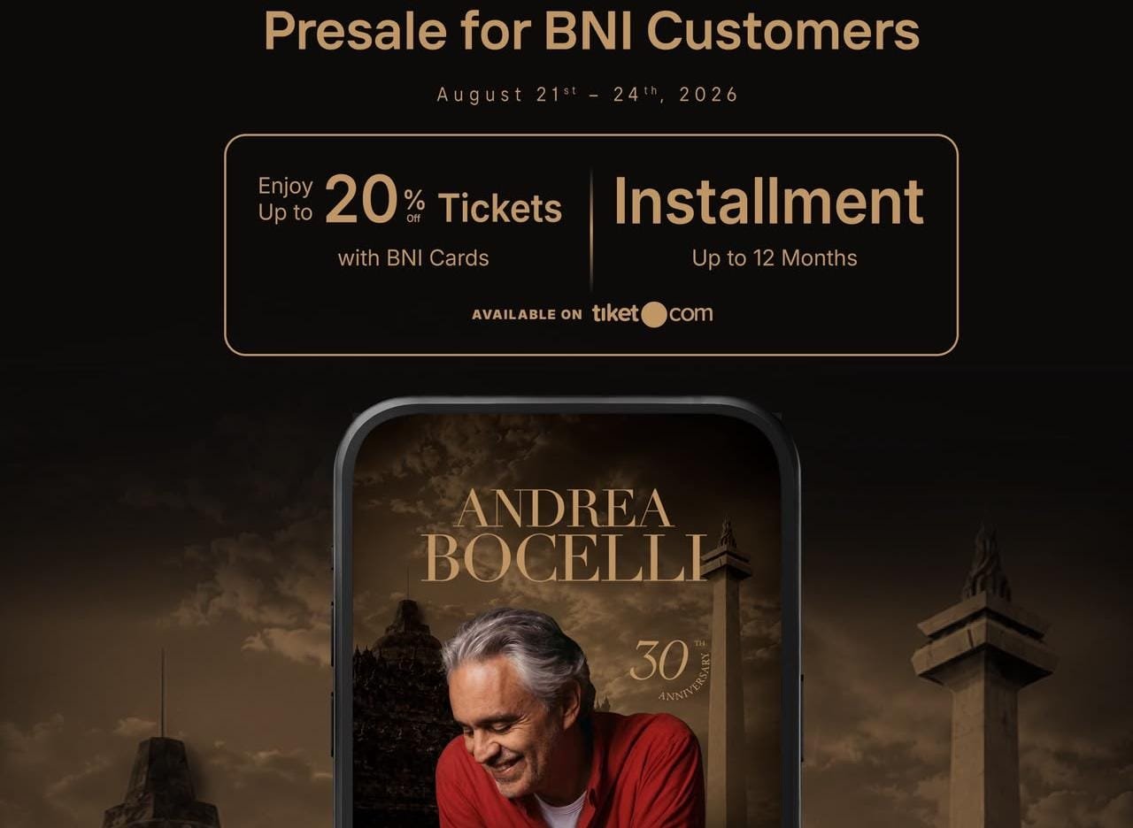 BNI Buka Presale Tiket Konser Andrea Bocelli di Indonesia, Diskon 20 Persen Mulai Dibuka dari 21-24 Agustus 2026